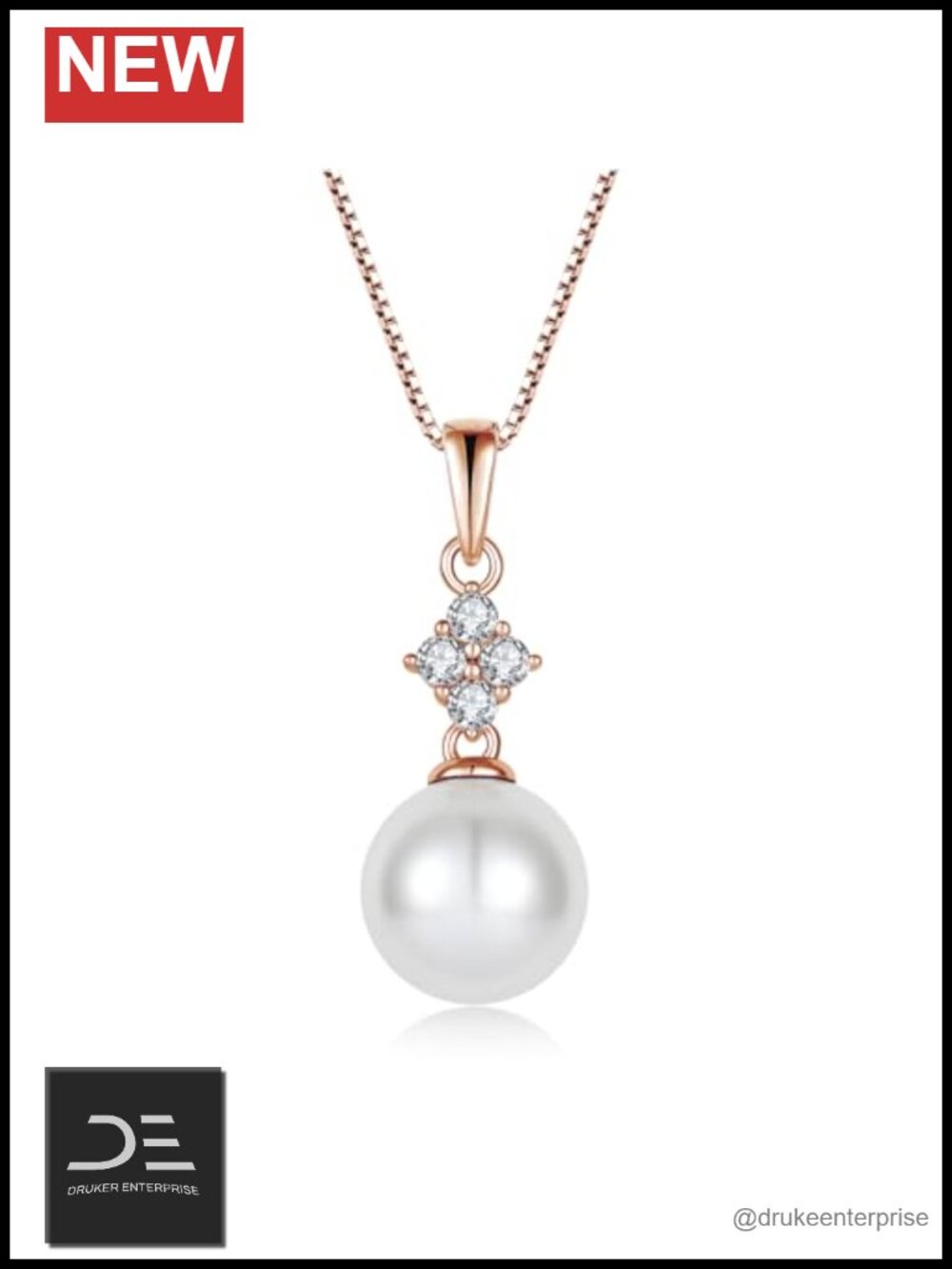 925 Sterling Silver Pearl Pendant Necklace for Women Dainty White Cultured